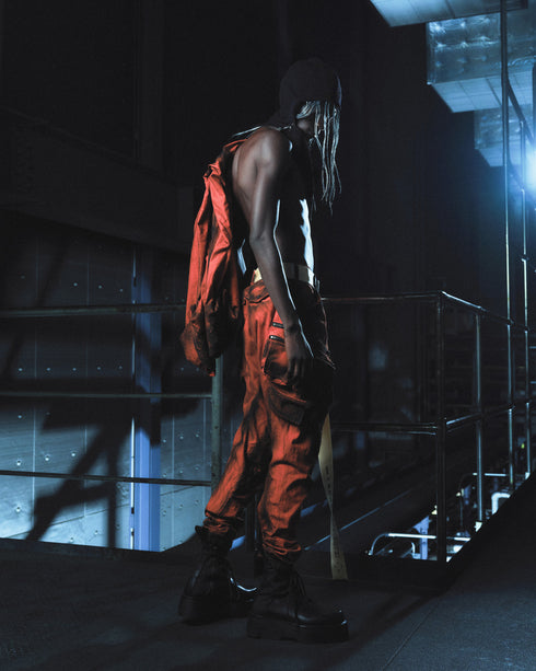 JULIUS 907PAM4-C Orange / Waxed Tactical Cargo Pants